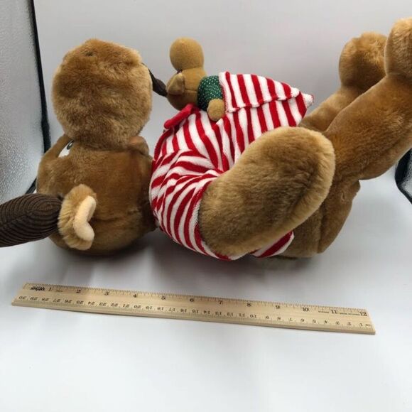 Vintage 1992 Moostletoe and Littletoe Christmas Plush Stuffed Animal Col… - Picture 9 of 9